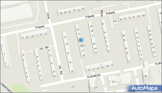 Poznań, Osiedle Armii Krajowej, 38, mapa Poznania