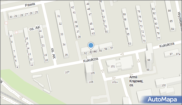 Poznań, Osiedle Armii Krajowej, 61, mapa Poznania