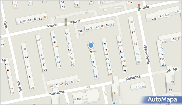 Poznań, Osiedle Armii Krajowej, 68, mapa Poznania