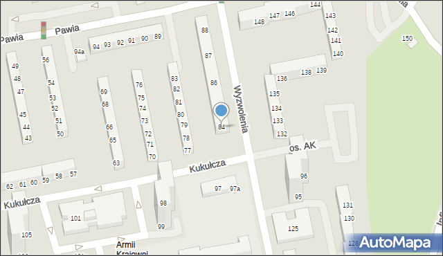 Poznań, Osiedle Armii Krajowej, 84, mapa Poznania