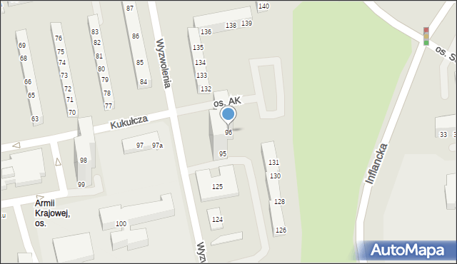 Poznań, Osiedle Armii Krajowej, 96, mapa Poznania