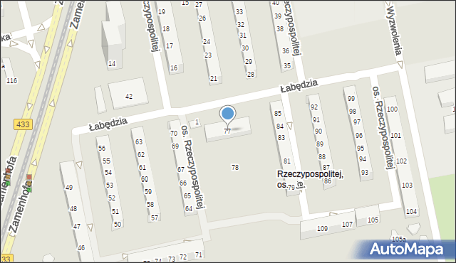 Poznań, Osiedle Rzeczypospolitej, 77, mapa Poznania
