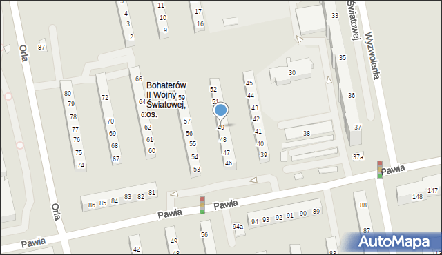 Poznań, Osiedle Bohaterów II Wojny Światowej, 49, mapa Poznania