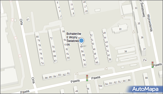 Poznań, Osiedle Bohaterów II Wojny Światowej, 57, mapa Poznania