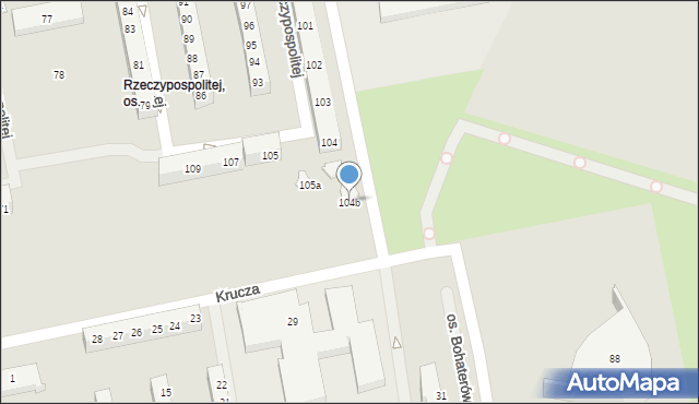 Poznań, Osiedle Rzeczypospolitej, 104b, mapa Poznania