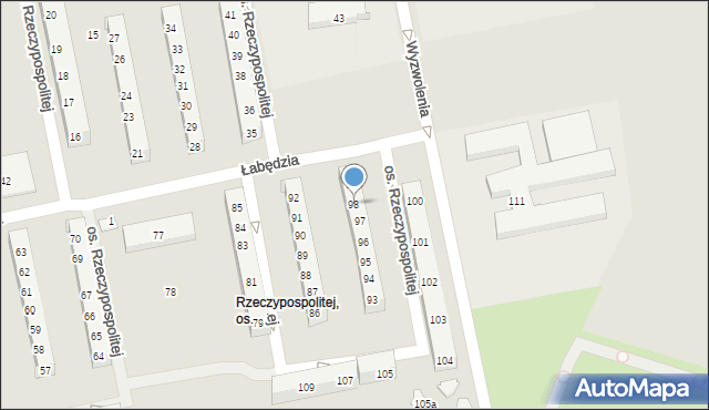 Poznań, Osiedle Rzeczypospolitej, 98, mapa Poznania