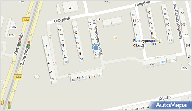 Poznań, Osiedle Rzeczypospolitej, 64, mapa Poznania