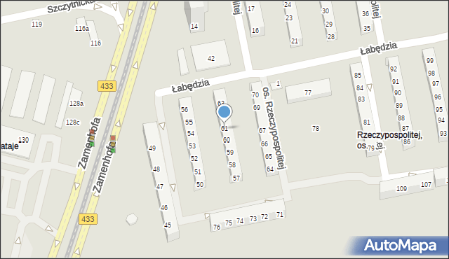 Poznań, Osiedle Rzeczypospolitej, 61, mapa Poznania