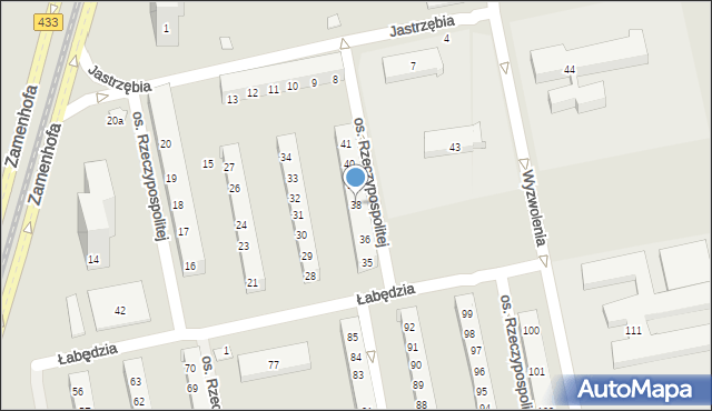 Poznań, Osiedle Rzeczypospolitej, 38, mapa Poznania