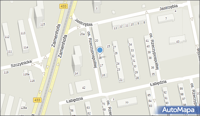 Poznań, Osiedle Rzeczypospolitej, 18, mapa Poznania