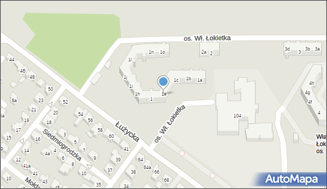 Poznań, Osiedle Króla Władysława Łokietka, 1e, mapa Poznania