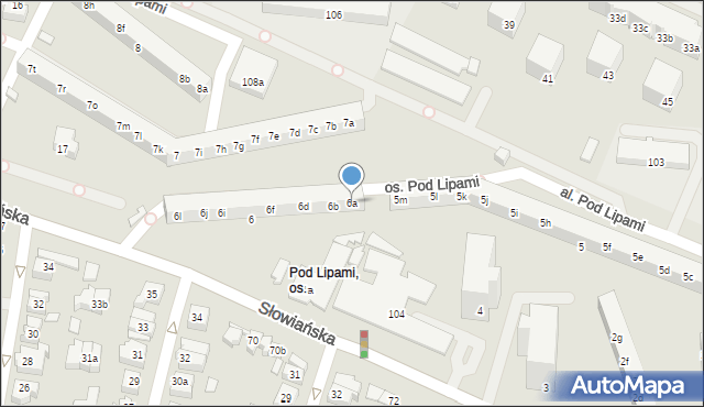 Poznań, Osiedle Pod Lipami, 6a, mapa Poznania
