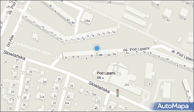 Poznań, Osiedle Pod Lipami, 6e, mapa Poznania