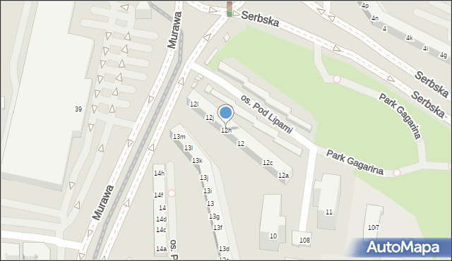 Poznań, Osiedle Pod Lipami, 12h, mapa Poznania