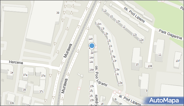 Poznań, Osiedle Pod Lipami, 14, mapa Poznania
