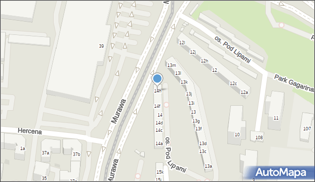 Poznań, Osiedle Pod Lipami, 14h, mapa Poznania
