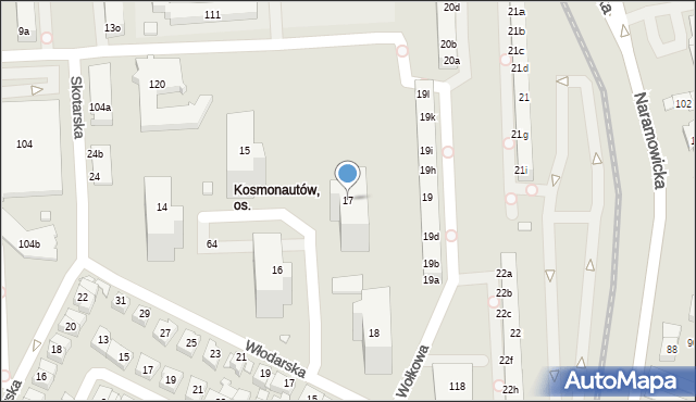 Poznań, Osiedle Kosmonautów, 17, mapa Poznania