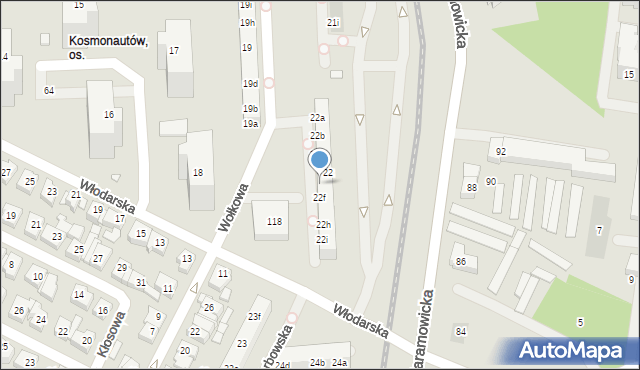 Poznań, Osiedle Kosmonautów, 22e, mapa Poznania