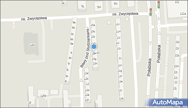 Poznań, Osiedle Zwycięstwa, 10f, mapa Poznania