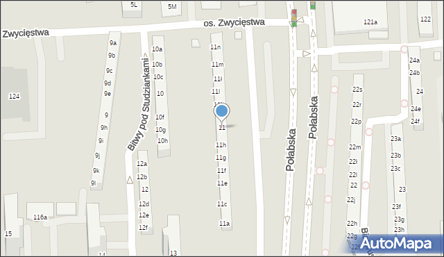 Poznań, Osiedle Zwycięstwa, 11, mapa Poznania
