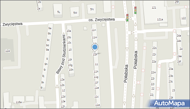 Poznań, Osiedle Zwycięstwa, 11k, mapa Poznania