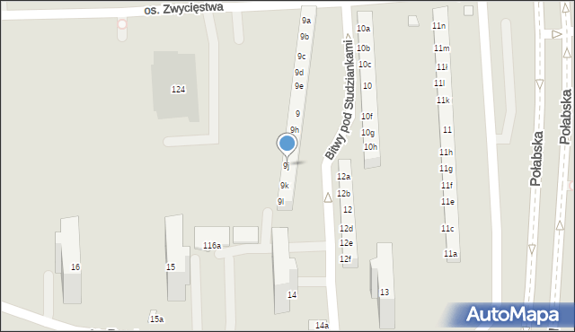 Poznań, Osiedle Zwycięstwa, 9j, mapa Poznania