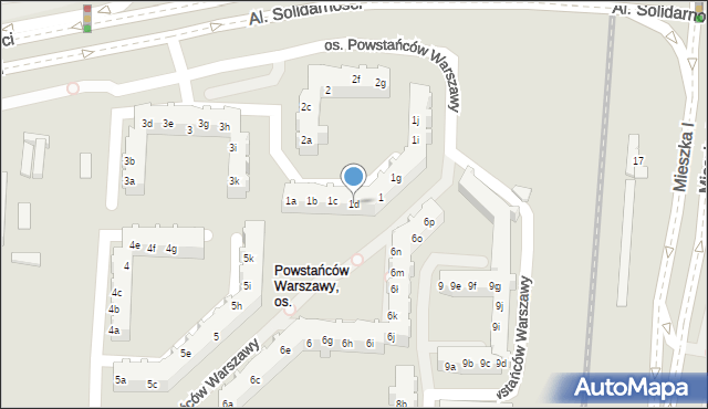 Poznań, Osiedle Powstańców Warszawy, 1d, mapa Poznania