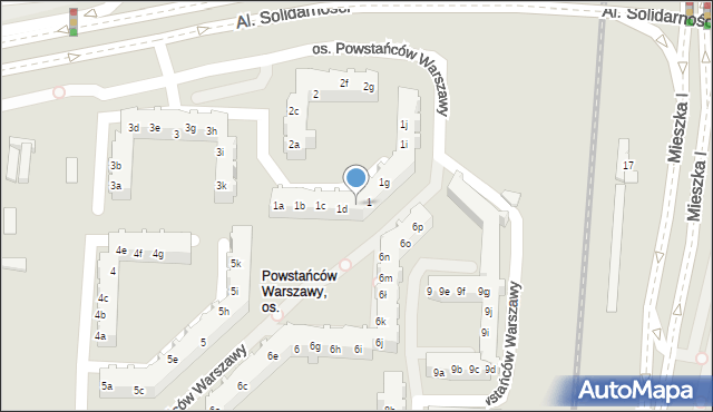 Poznań, Osiedle Powstańców Warszawy, 1e, mapa Poznania