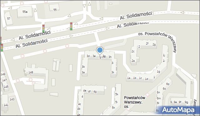 Poznań, Osiedle Powstańców Warszawy, 3, mapa Poznania