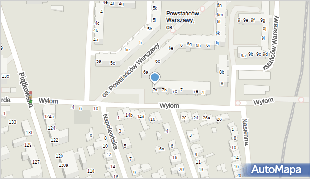 Poznań, Osiedle Powstańców Warszawy, 7a, mapa Poznania