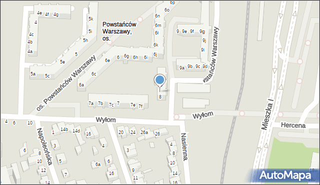 Poznań, Osiedle Powstańców Warszawy, 8a, mapa Poznania
