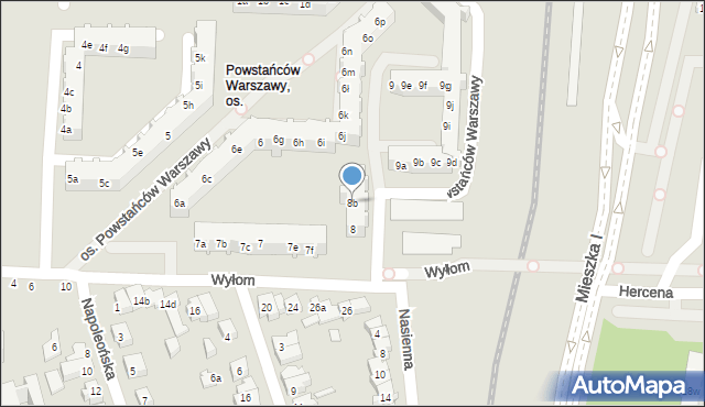 Poznań, Osiedle Powstańców Warszawy, 8b, mapa Poznania