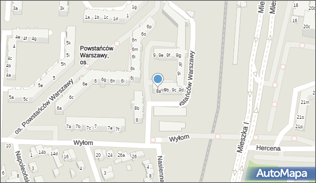 Poznań, Osiedle Powstańców Warszawy, 9a, mapa Poznania