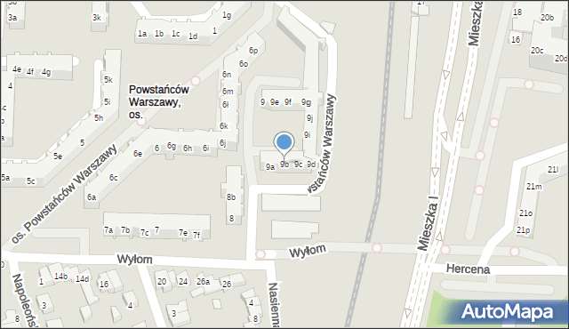 Poznań, Osiedle Powstańców Warszawy, 9b, mapa Poznania