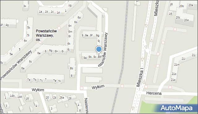 Poznań, Osiedle Powstańców Warszawy, 9d, mapa Poznania
