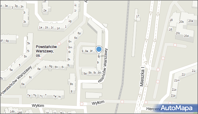 Poznań, Osiedle Powstańców Warszawy, 9j, mapa Poznania