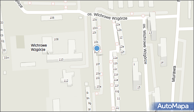 Poznań, Osiedle Wichrowe Wzgórze, 10h, mapa Poznania