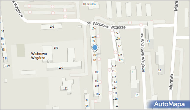 Poznań, Osiedle Wichrowe Wzgórze, 10j, mapa Poznania