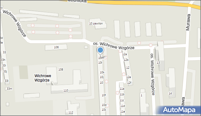 Poznań, Osiedle Wichrowe Wzgórze, 10m, mapa Poznania