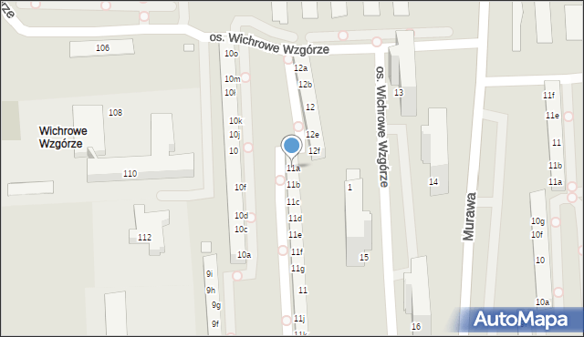 Poznań, Osiedle Wichrowe Wzgórze, 11a, mapa Poznania