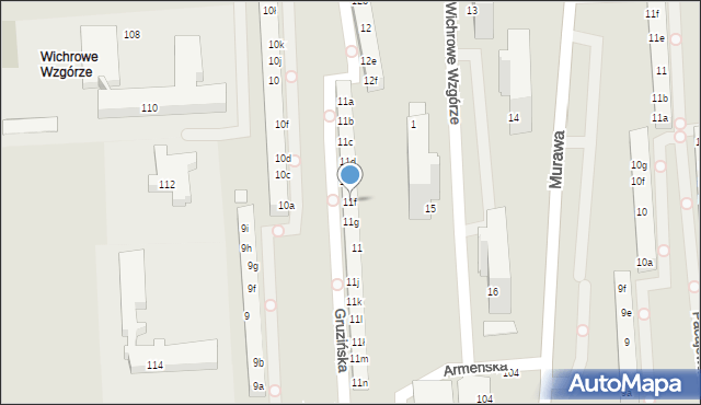 Poznań, Osiedle Wichrowe Wzgórze, 11f, mapa Poznania