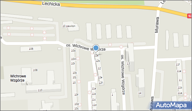 Poznań, Osiedle Wichrowe Wzgórze, 12a, mapa Poznania