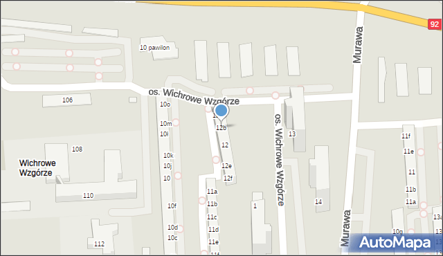 Poznań, Osiedle Wichrowe Wzgórze, 12b, mapa Poznania