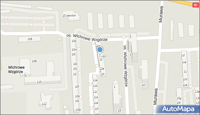 Poznań, Osiedle Wichrowe Wzgórze, 12c, mapa Poznania