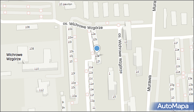 Poznań, Osiedle Wichrowe Wzgórze, 12e, mapa Poznania
