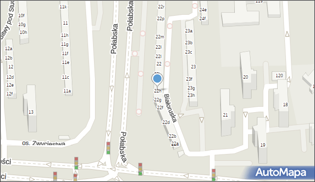 Poznań, Osiedle Wichrowe Wzgórze, 22h, mapa Poznania