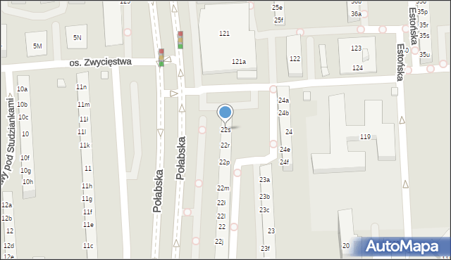 Poznań, Osiedle Wichrowe Wzgórze, 22s, mapa Poznania