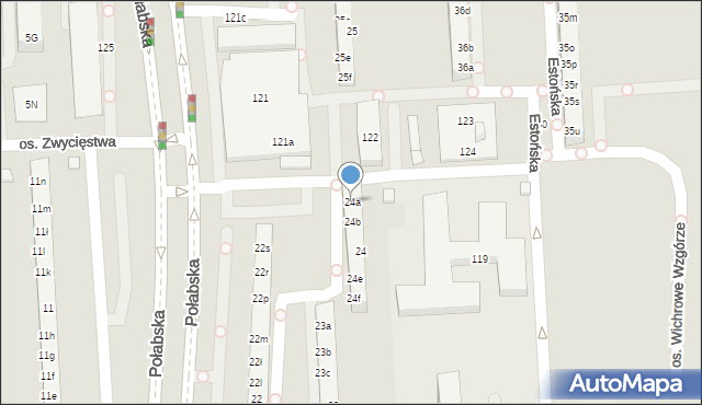 Poznań, Osiedle Wichrowe Wzgórze, 24a, mapa Poznania
