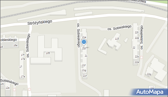 Poznań, Osiedle Króla Jana III Sobieskiego, 21c, mapa Poznania