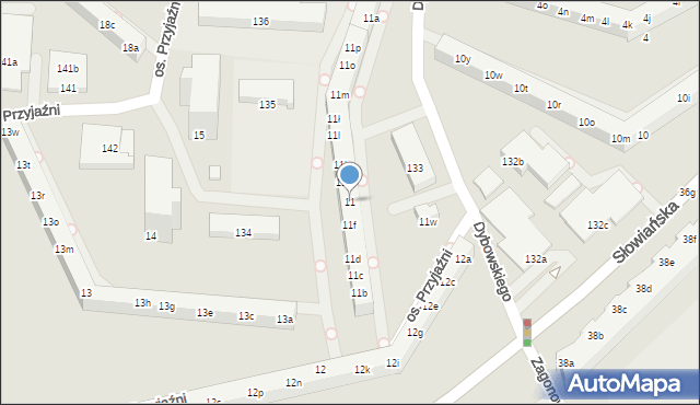 Poznań, Osiedle Przyjaźni, 11, mapa Poznania